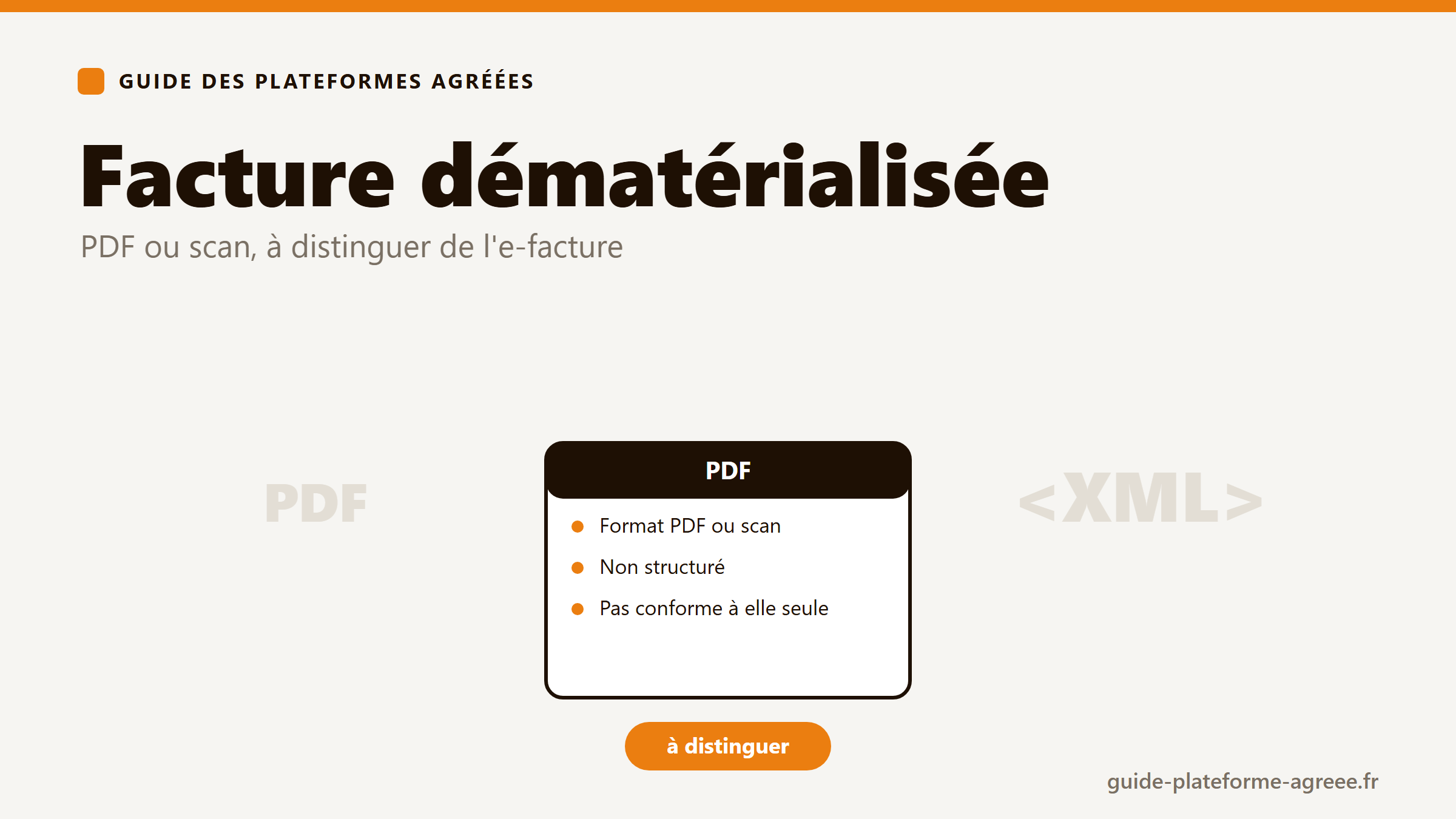 Illustration de la facture dématérialisée (PDF, scan) à distinguer de la facture électronique structurée